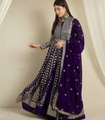 Purple Faux Georgette anarkali style long choli readymade lehenga