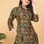 Dark green floral print cotton rayon shirt-style co-ord set