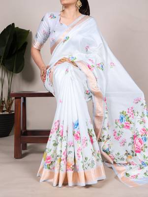 tussar art silk saree with lustrous viscose border 1