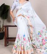 tussar art silk saree with lustrous viscose border
