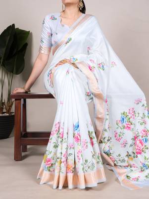 tussar art silk saree with lustrous viscose border 4