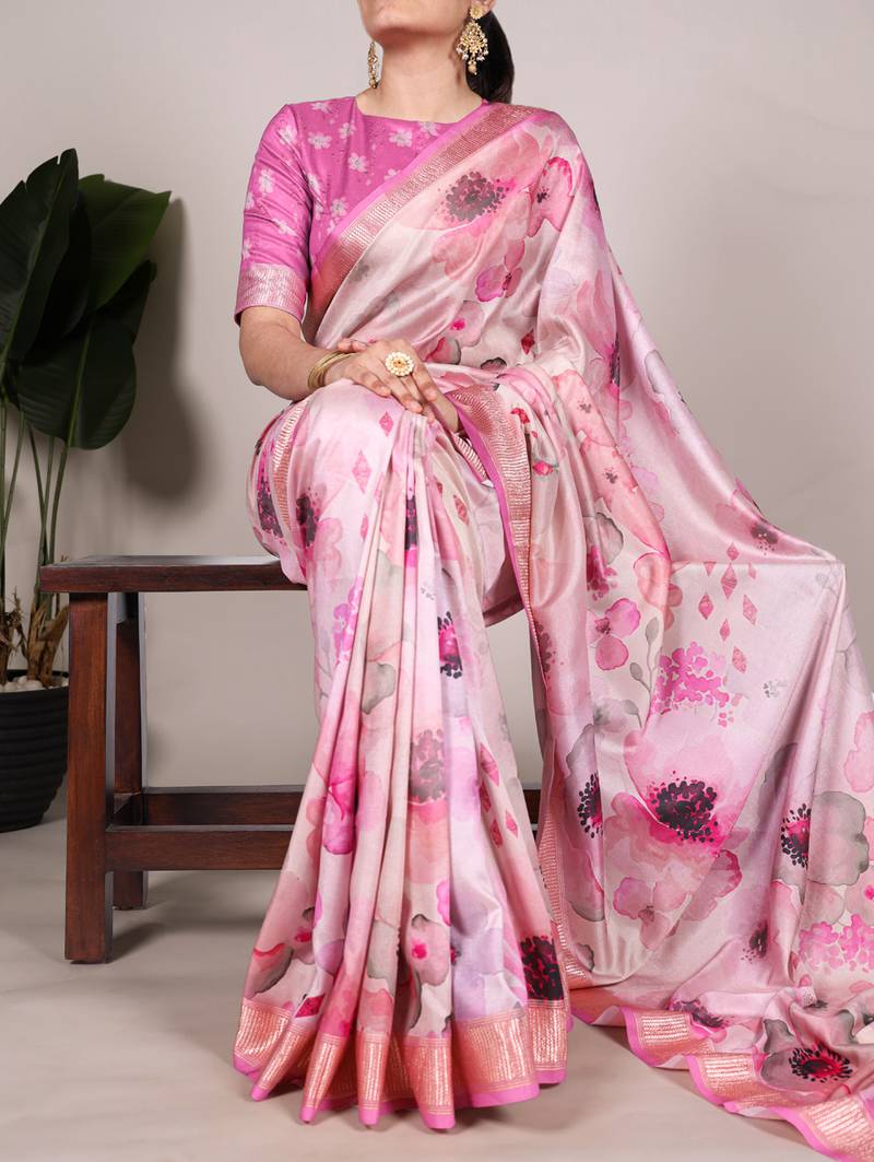 tussar art silk saree with lustrous viscose border