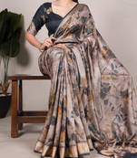 tussar art silk saree with lustrous viscose border