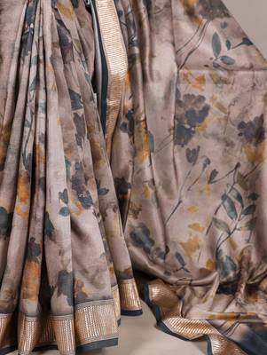 tussar art silk saree with lustrous viscose border 2