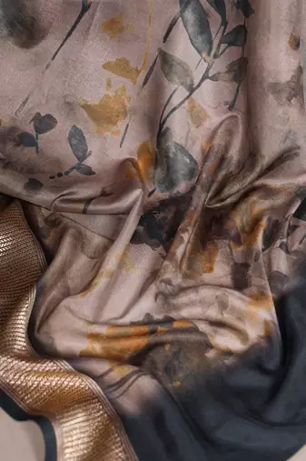tussar art silk saree with lustrous viscose border
