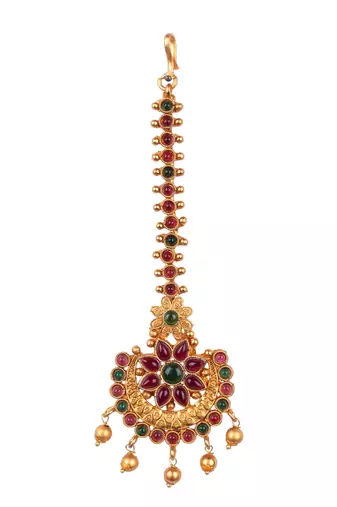 Floral gold plated maangtikka