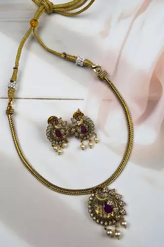 Elegant ruby peacock pendant set 