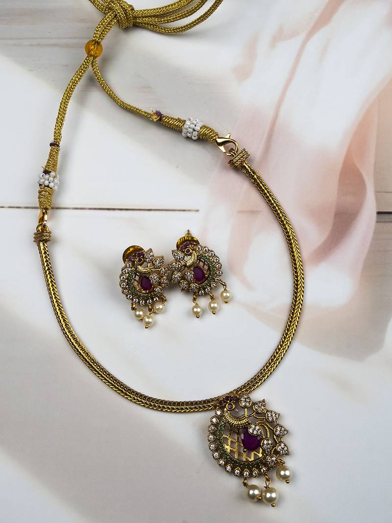Elegant ruby peacock pendant set 
