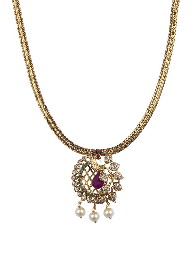 Elegant ruby peacock pendant set 