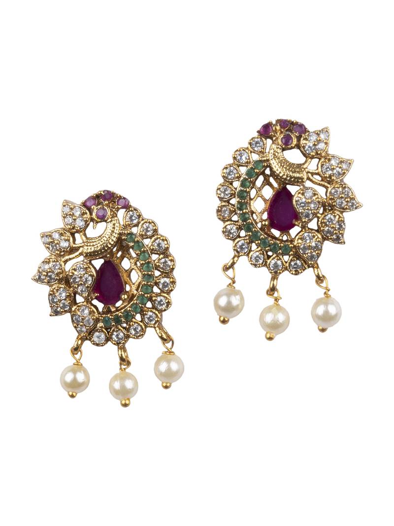 Elegant ruby peacock pendant set 