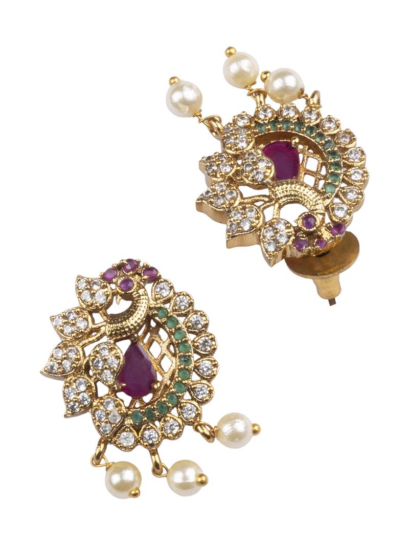 Elegant ruby peacock pendant set 