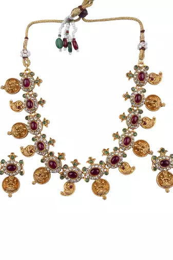 Gold plated multicolor goddess necklace set