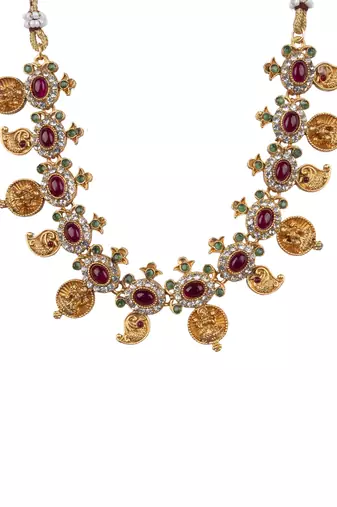 Gold plated multicolor goddess necklace set