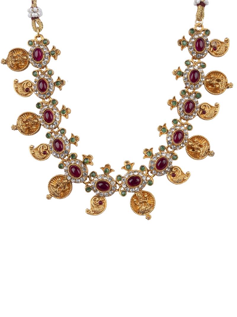 Gold plated multicolor goddess necklace set