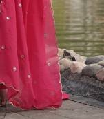 Rani Pink Faux Blooming Kurta Set with Elegant Embroidery & Russian Silk Dupatta – Premium Festive Wear