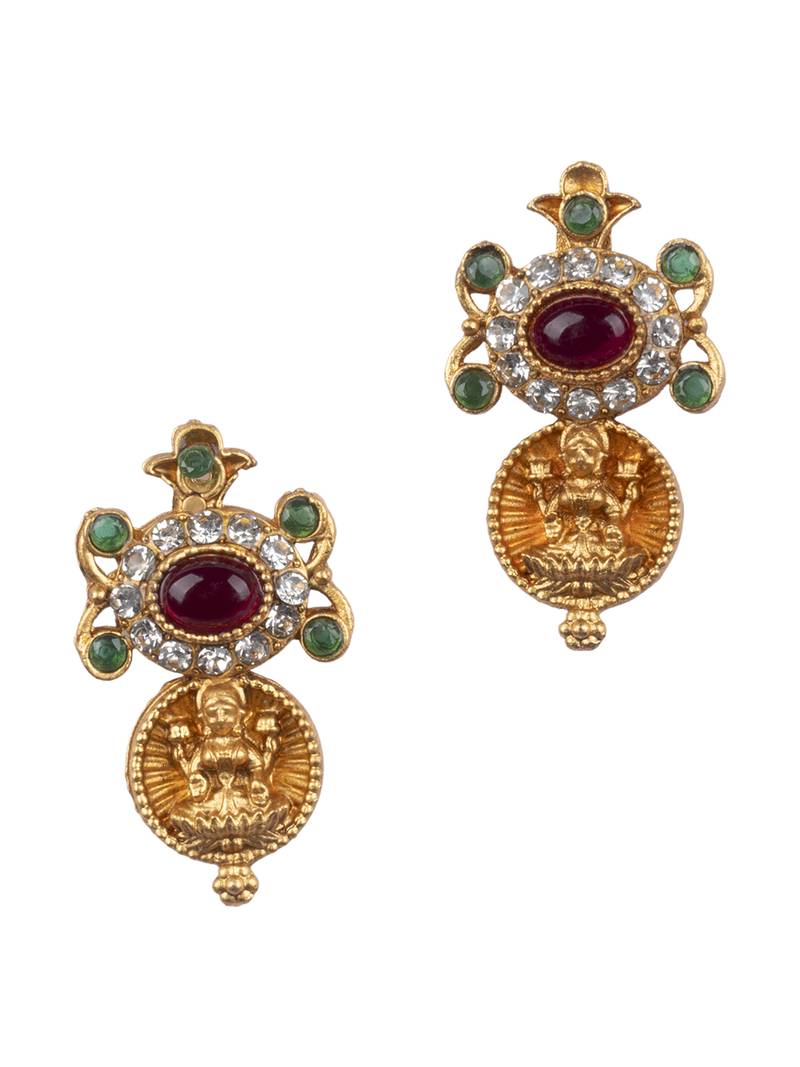 Gold plated multicolor goddess necklace set