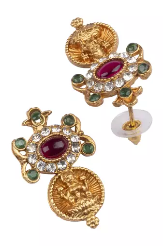 Gold plated multicolor goddess necklace set