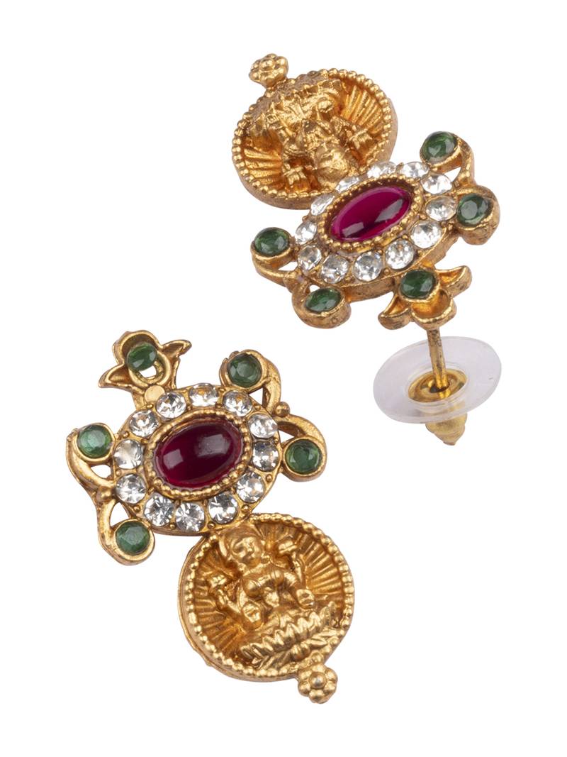 Gold plated multicolor goddess necklace set