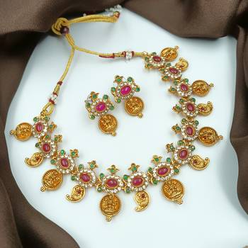 Gold plated multicolor goddess necklace set 1
