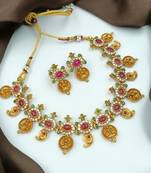 Gold plated multicolor goddess necklace set
