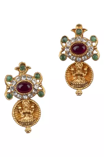 Gold plated multicolor goddess necklace set