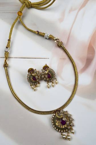 Elegant ruby peacock pendant set 