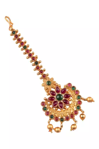 Floral gold plated maangtikka