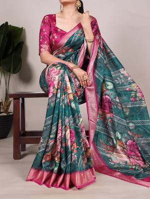 tussar art silk saree with lustrous viscose border 1