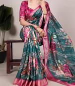 tussar art silk saree with lustrous viscose border