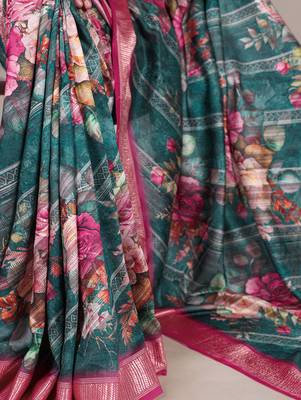 tussar art silk saree with lustrous viscose border 3