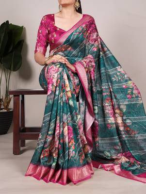 tussar art silk saree with lustrous viscose border 4
