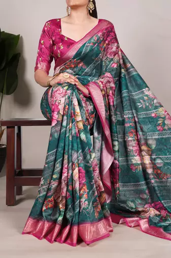 tussar art silk saree with lustrous viscose border