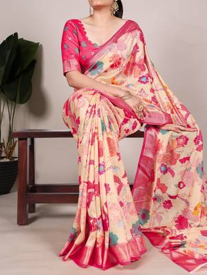 tussar art silk saree with lustrous viscose border 4