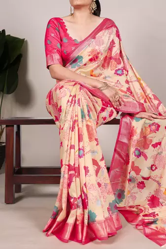 tussar art silk saree with lustrous viscose border