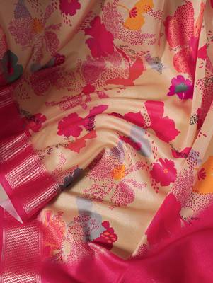 tussar art silk saree with lustrous viscose border 5