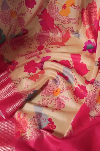 tussar art silk saree with lustrous viscose border