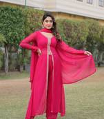 Pink Faux Blooming Kurta Set with Elegant Embroidery – Comfortable Daily & Festive Wear