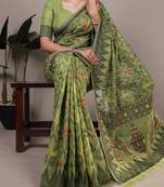 poly cotton saree with fine thread weaving work