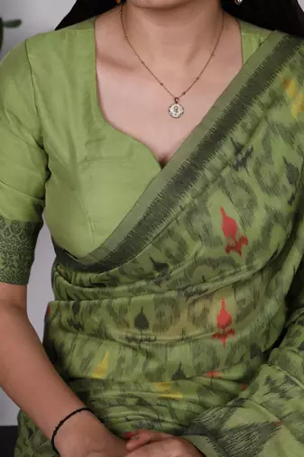 poly cotton saree with fine thread weaving work