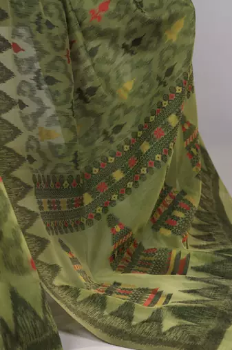 poly cotton saree with fine thread weaving work