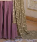 Onion Pink Faux Georgette Kurta Set with Thread Embroidery & Sequins Dupatta – Elegant Occasion Wear