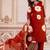 Floral embroidered red round neck kurta set with trouser and dupatta