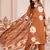 Floral embroidered brown round neck kurta set with trouser and dupatta
