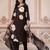 Floral embroidered black round neck kurta set with trouser and dupatta