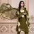 Floral embroidered green round neck kurta set with trouser and dupatta