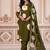 Floral embroidered green round neck kurta set with trouser and dupatta