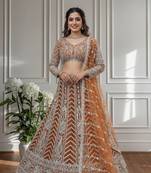 Yellow Faux Georgette Wedding Wear Lehenga Choli