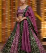 Purple Faux Georgette Wedding Wear Lehenga Choli