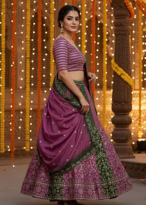 Purple Faux Georgette Wedding Wear Lehenga Choli 3