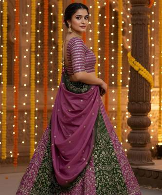 Purple Faux Georgette Wedding Wear Lehenga Choli 4